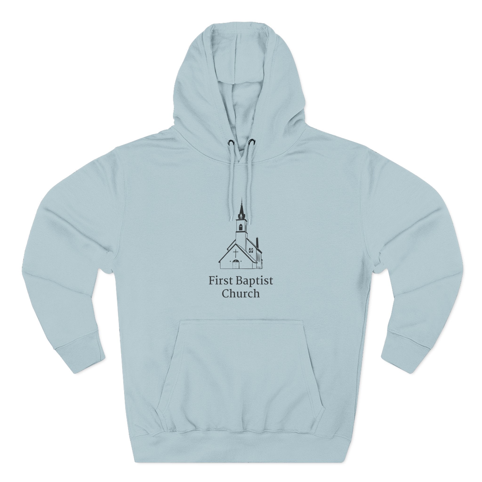[LOGO+TEXT] Three-Panel Fleece Church Hoodie