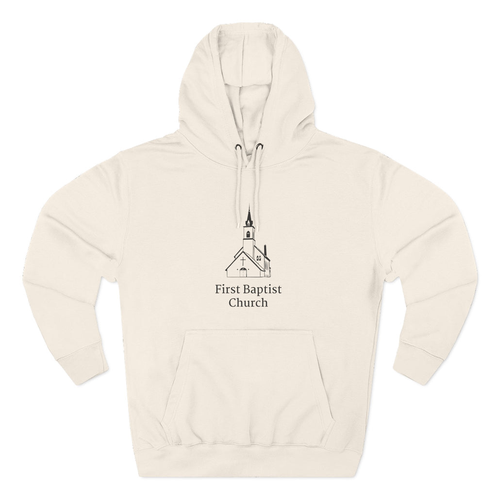 [LOGO+TEXT] Three-Panel Fleece Church Hoodie