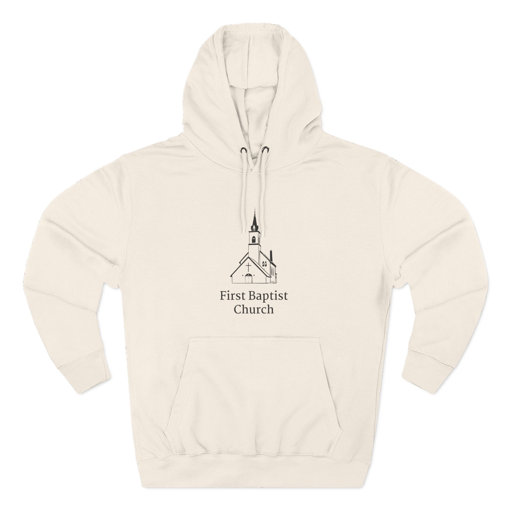 [LOGO+TEXT] Three-Panel Fleece Church Hoodie