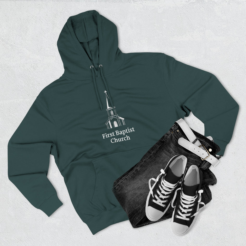 [LOGO+TEXT] Three-Panel Fleece Church Hoodie