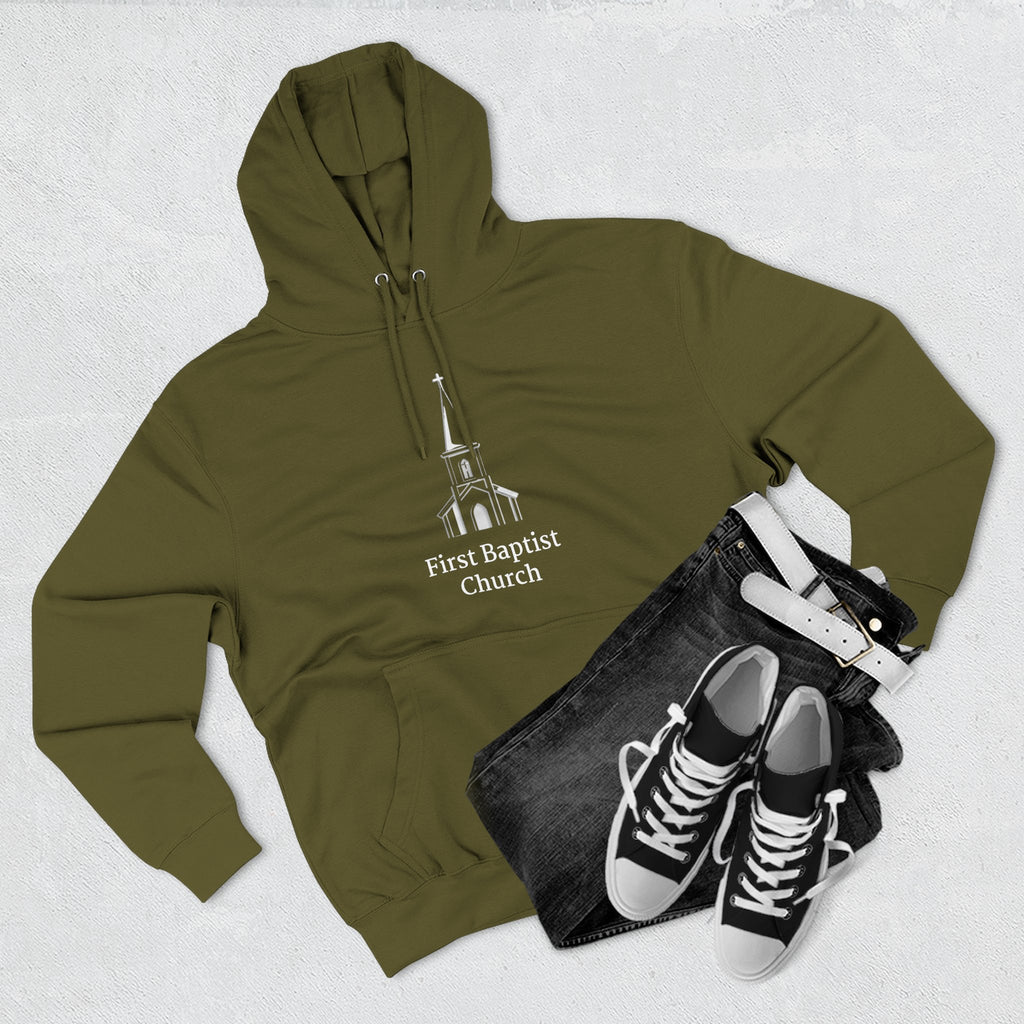[LOGO+TEXT] Three-Panel Fleece Church Hoodie