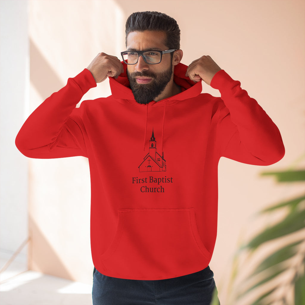 [LOGO+TEXT] Three-Panel Fleece Church Hoodie