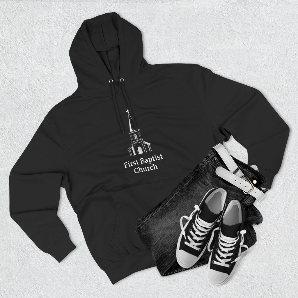 [LOGO+TEXT] Three-Panel Fleece Church Hoodie