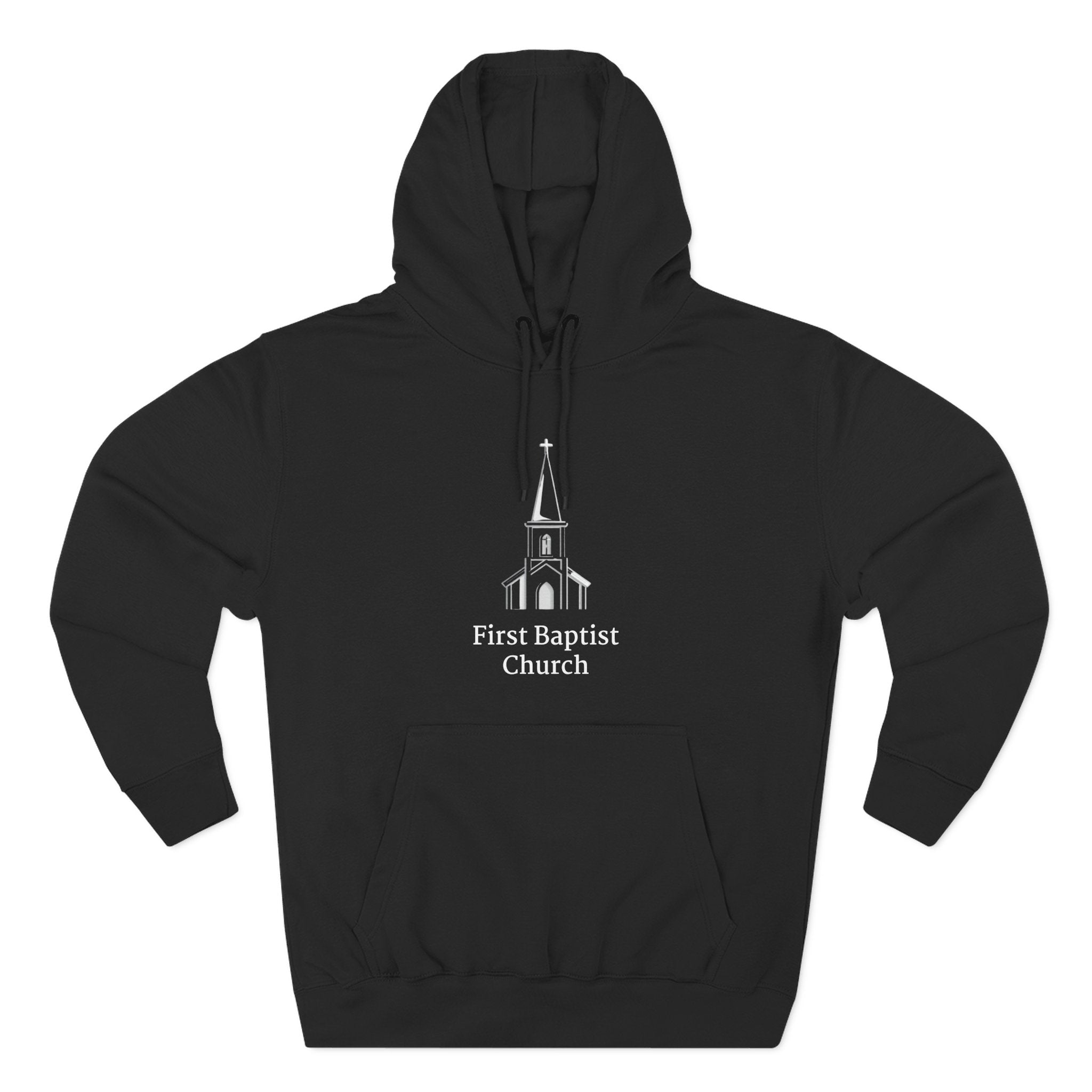[LOGO+TEXT] Three-Panel Fleece Church Hoodie