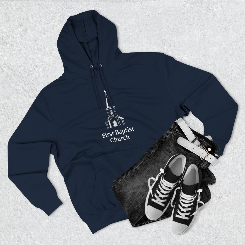 [LOGO+TEXT] Three-Panel Fleece Church Hoodie