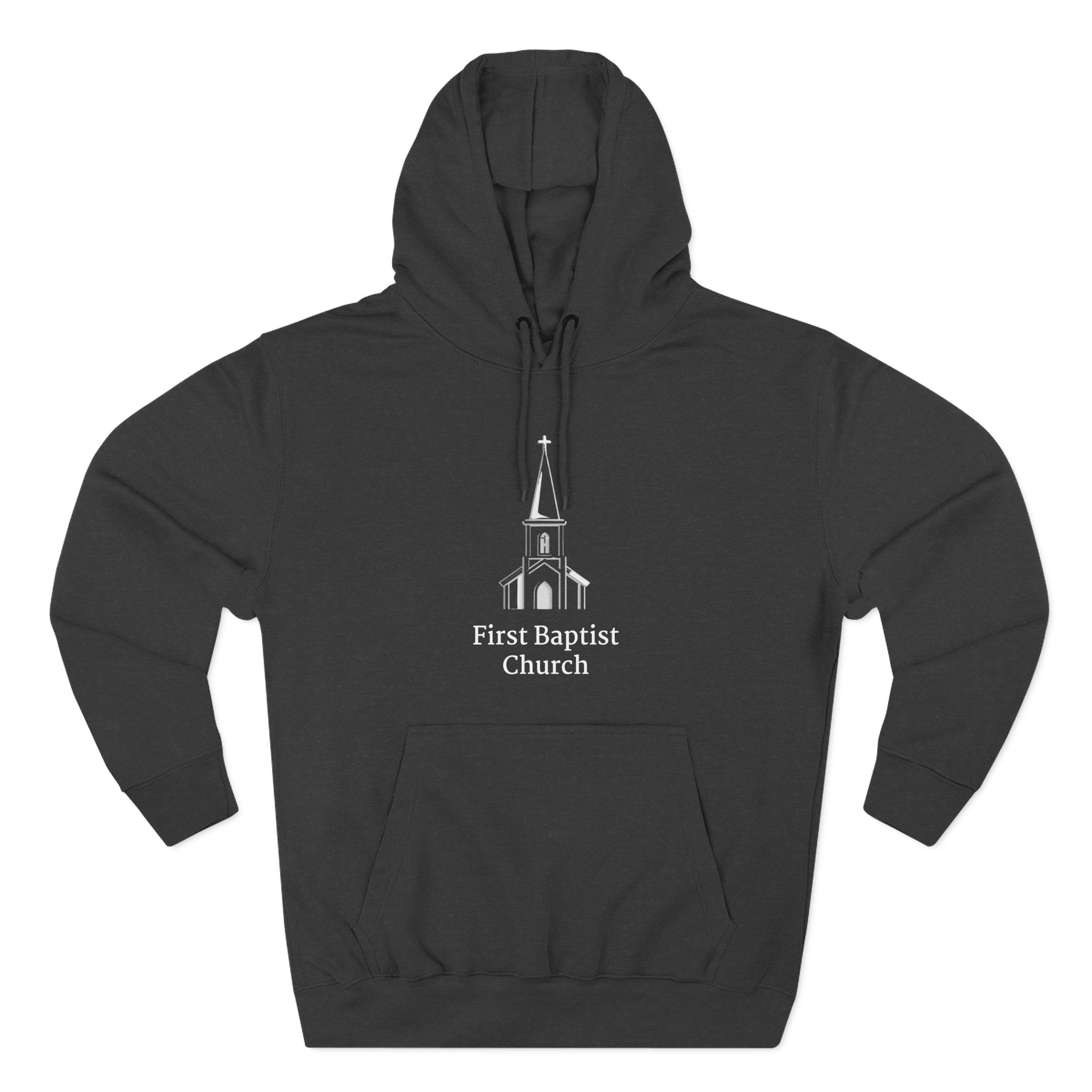 [LOGO+TEXT] Three-Panel Fleece Church Hoodie