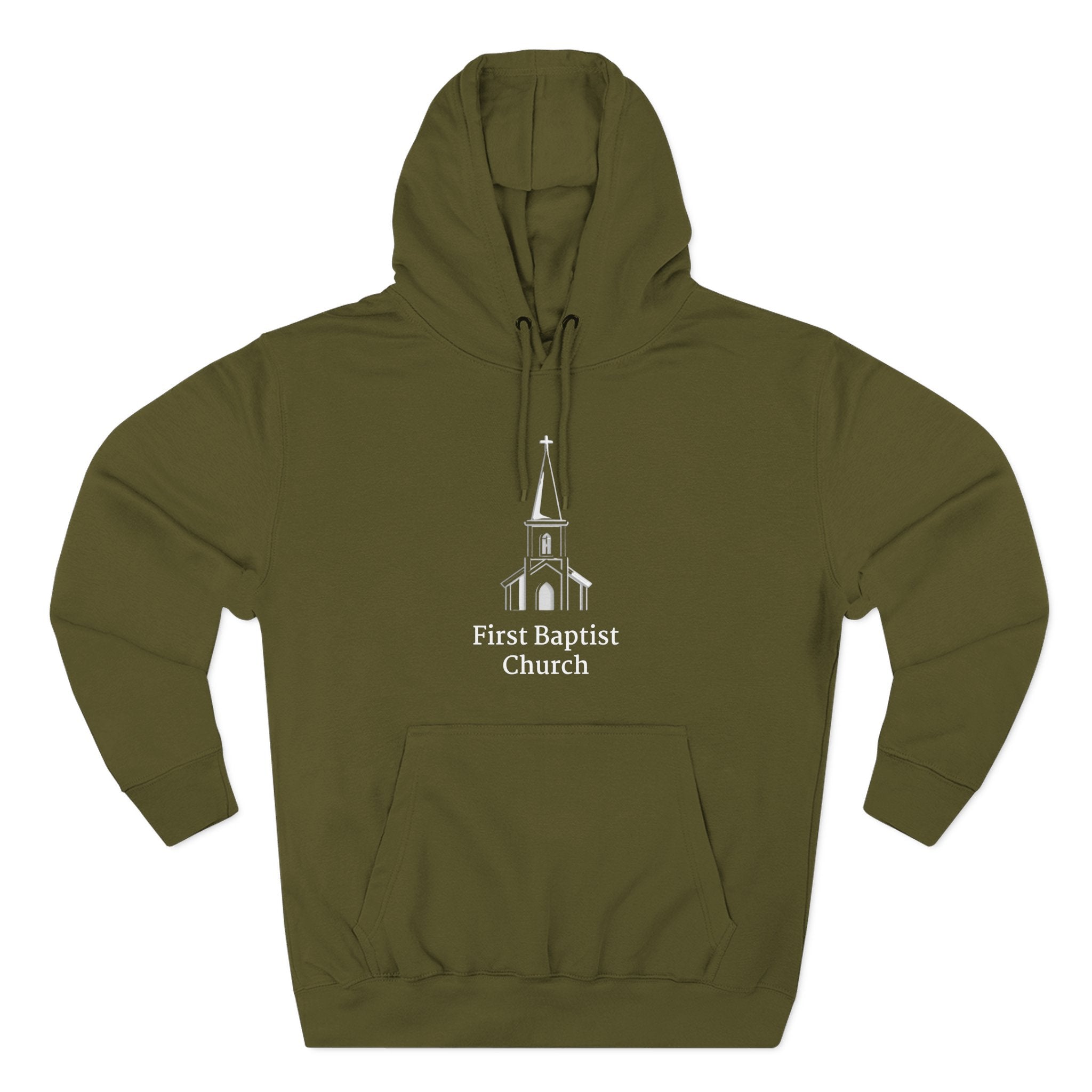 [LOGO+TEXT] Three-Panel Fleece Church Hoodie