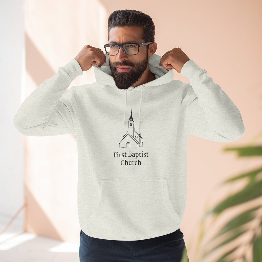 [LOGO+TEXT] Three-Panel Fleece Church Hoodie