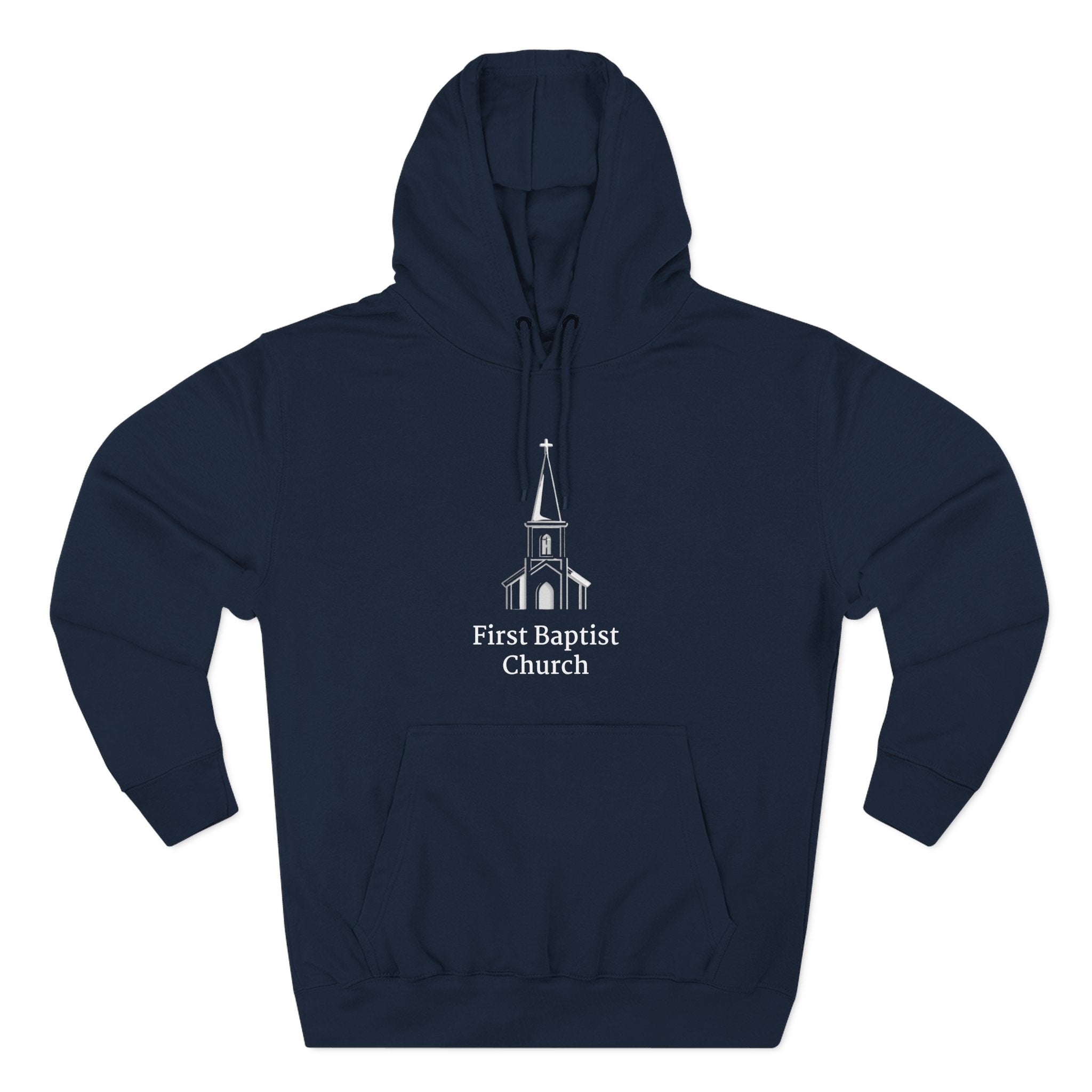 [LOGO+TEXT] Three-Panel Fleece Church Hoodie