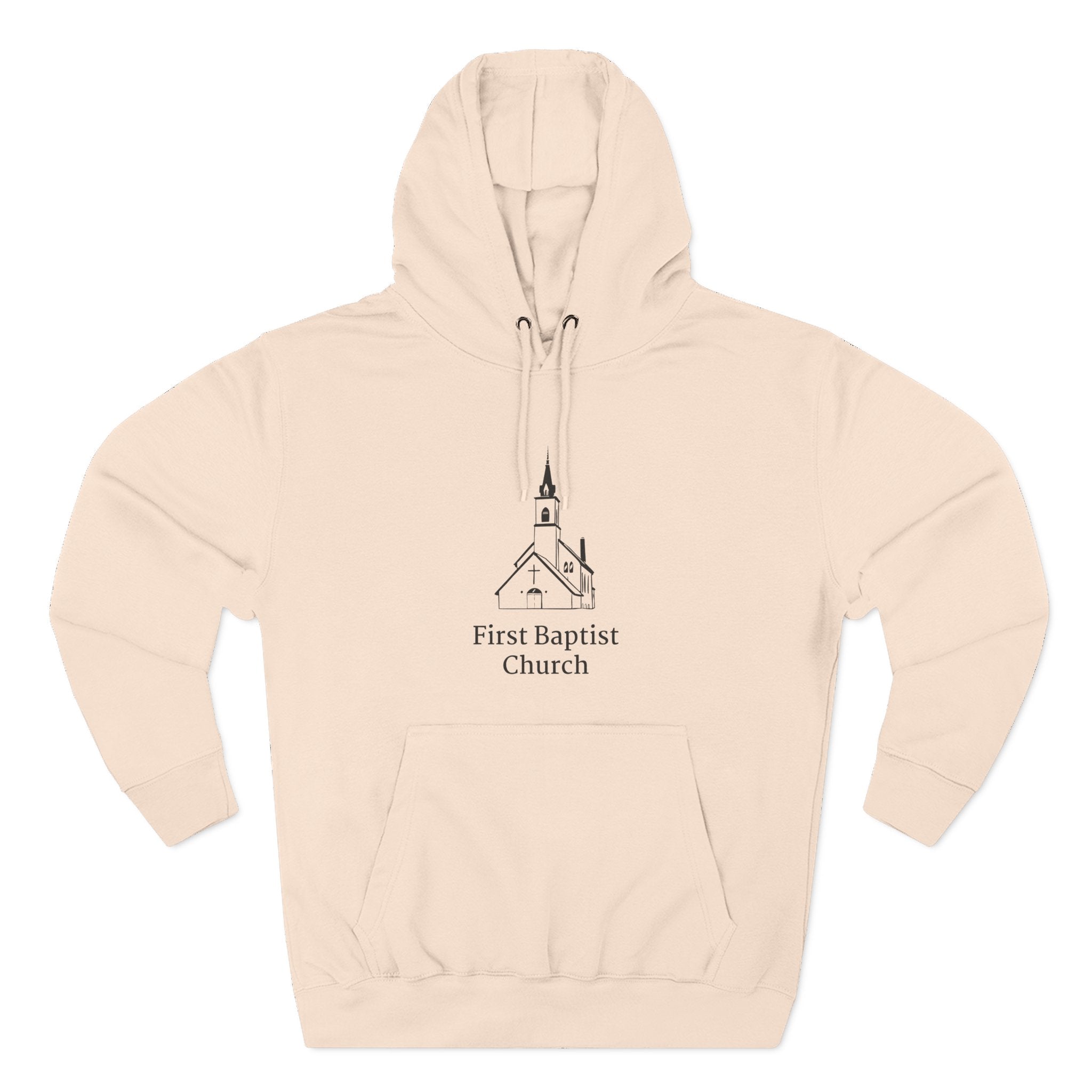 [LOGO+TEXT] Three-Panel Fleece Church Hoodie
